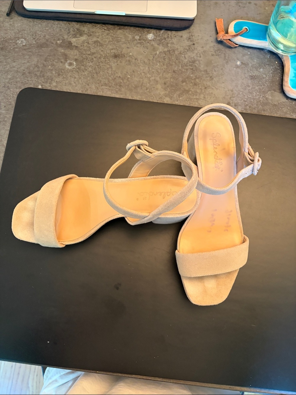Splendid Tan Suede Ankle-Strap Block Heels